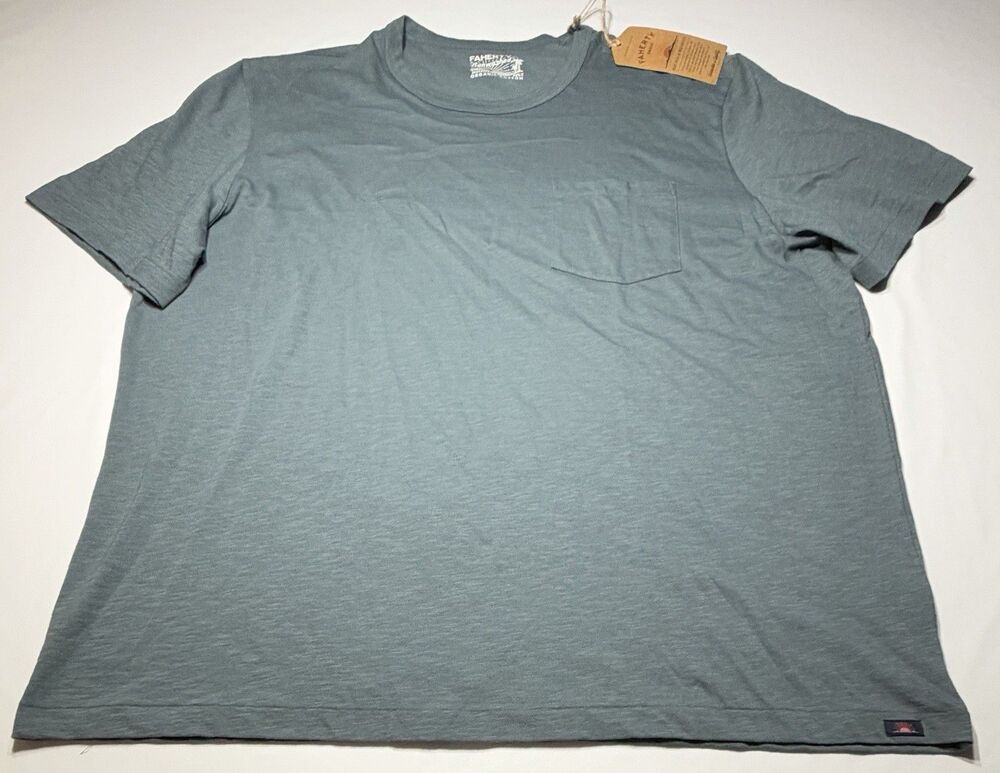 Faherty Sunwashed Organic Cotton Short Sleeve Shirt Pocket Mens XXL 2XL NWT New